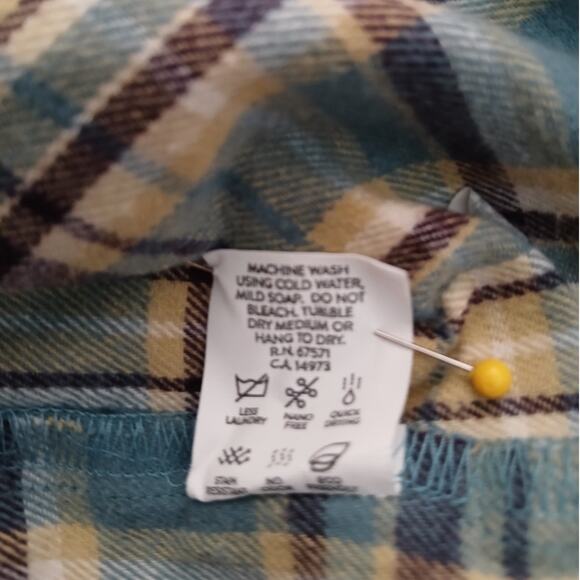 Ably Filium Activated Flannel Shirt Plaid Long Sleeve Blue Green Purple XL - Picture 9 of 10